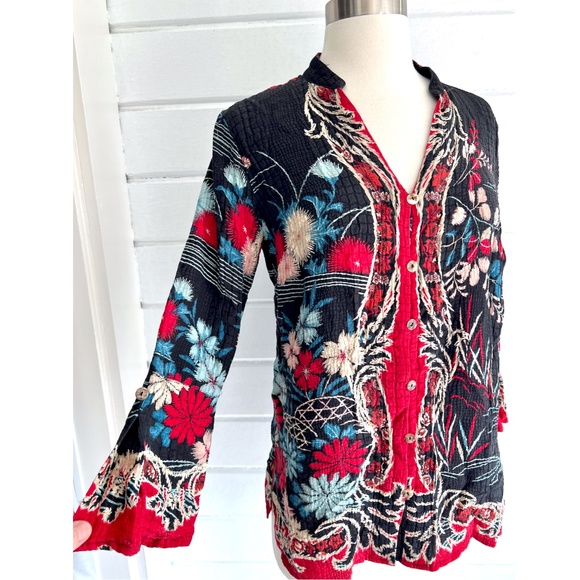 CITRON OF SANTA MONICA 100% Silk Button Front Top - S - Picture 2 of 10